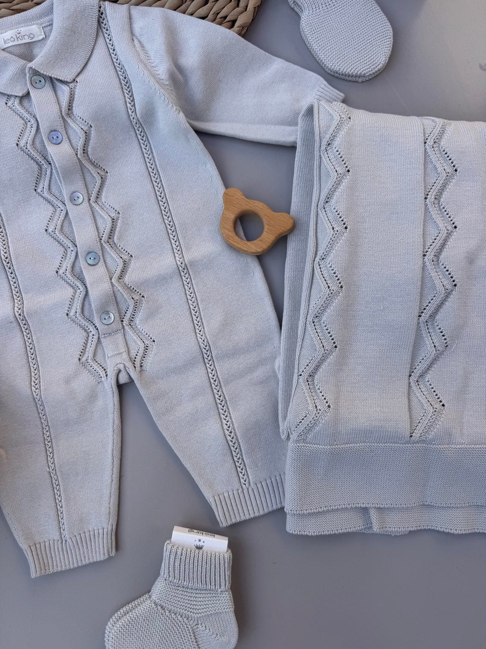 Grey Knit Cotton Hospital Set 5 Pcs Spanish Design