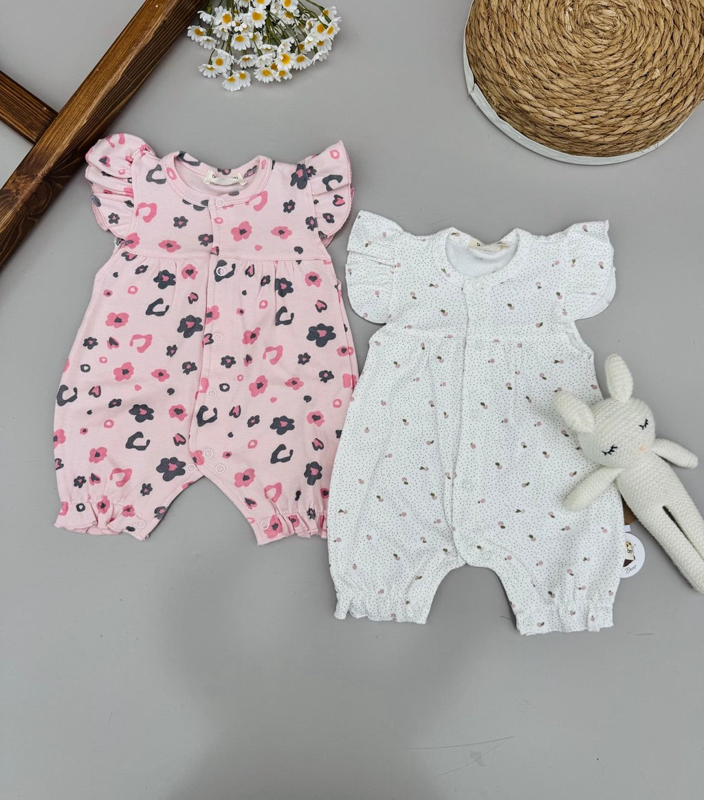 Pink And White 100% Cotton 2 Rompers