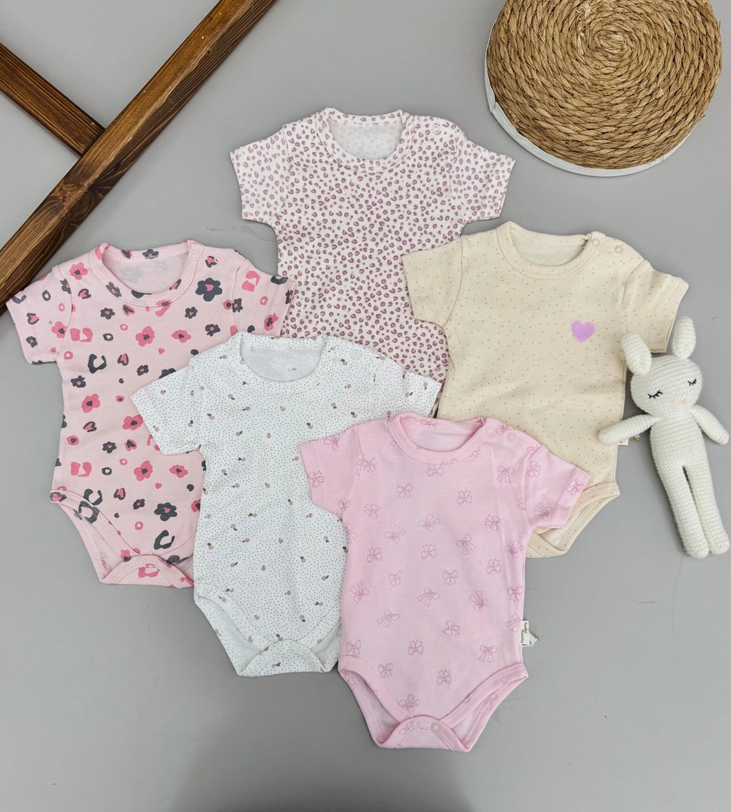 5 Pcs Of 100% Cotton Bodysuit