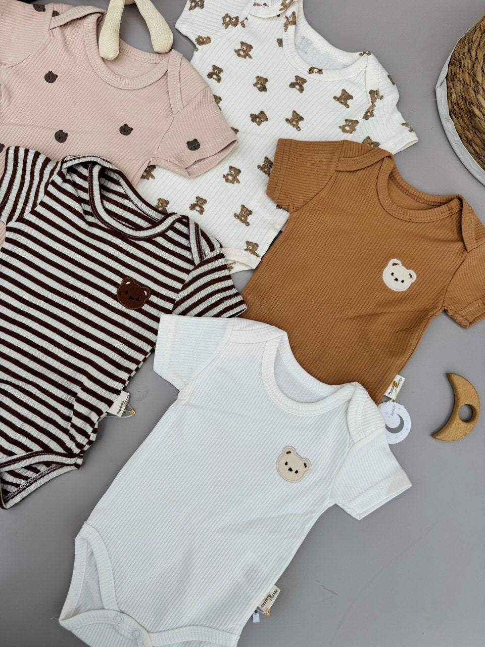 Nude Bear 100% Cotton 5 Bodysuits
