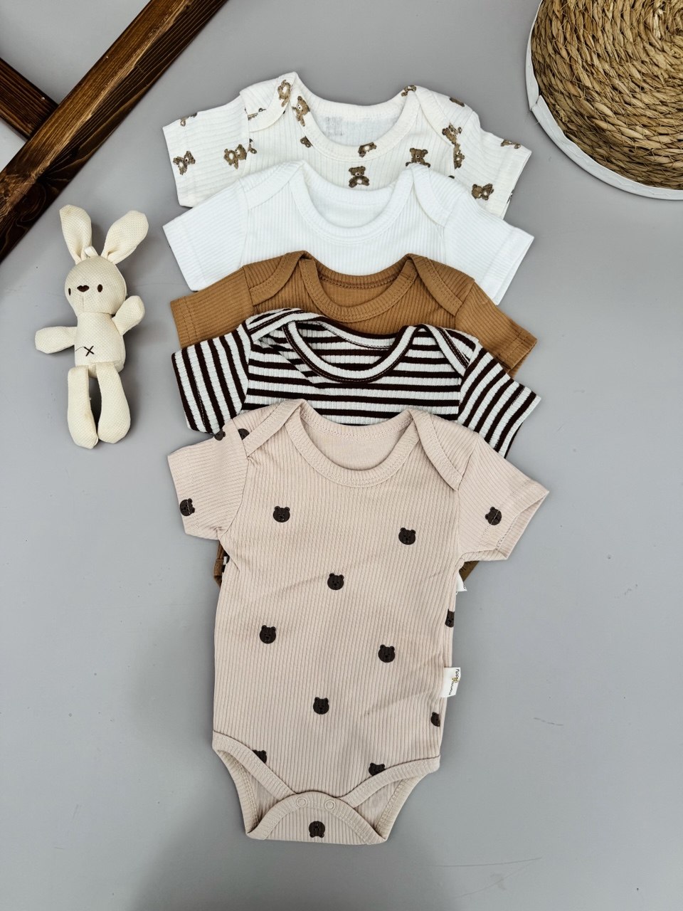 Nude Bear 100% Cotton 5 Bodysuits