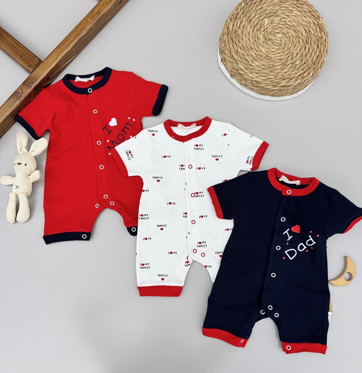 100% cotton 3 Pcs Baby Overalls