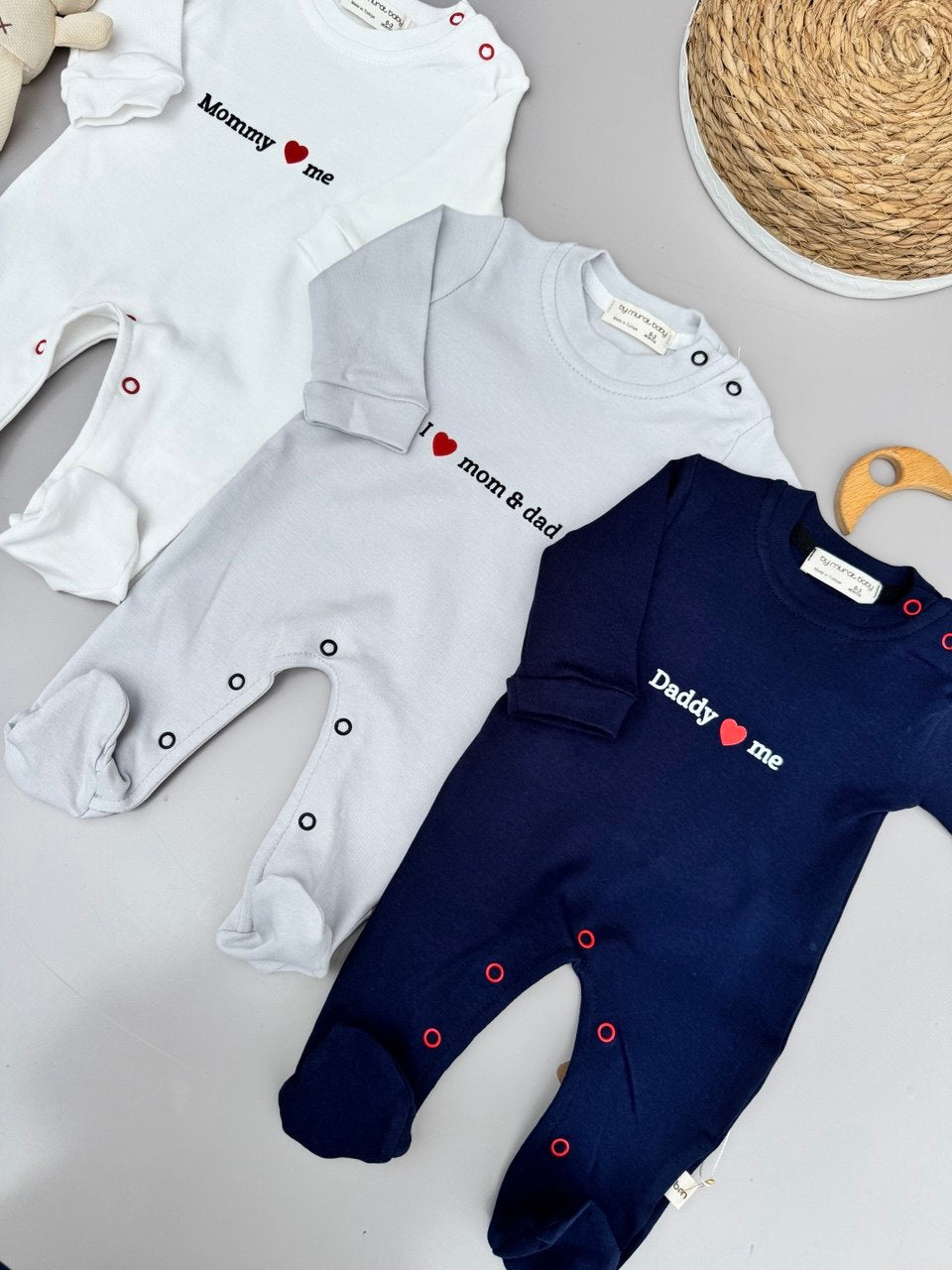 I Love Mom And Dad Cotton  baby Overalls