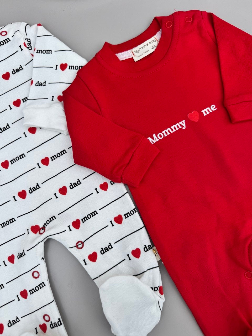 I Love Mom And Dad Cotton  baby Overalls