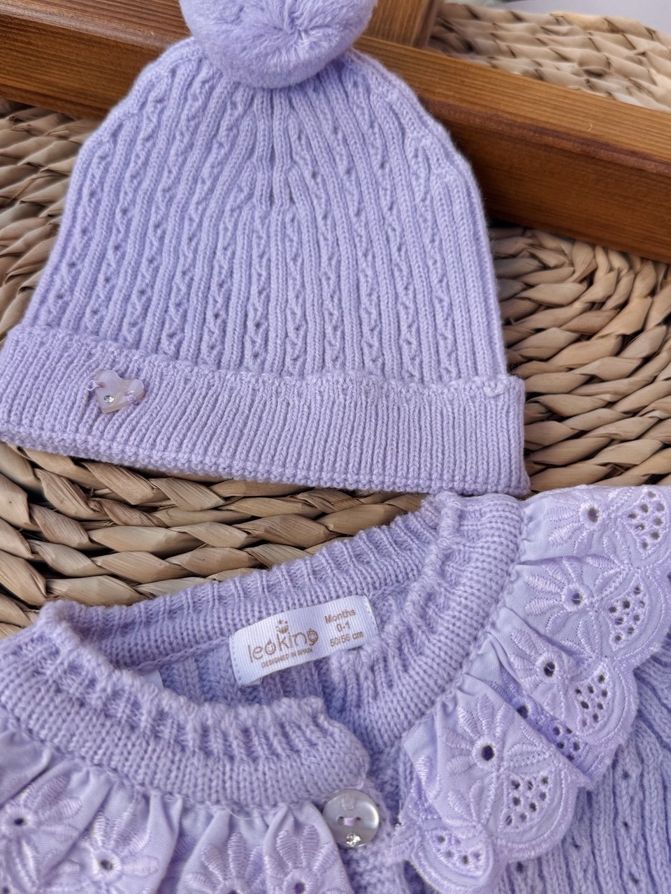 Lila Ruffles Spanish Design 3 pcs Wool Overall with basic Overall And Hat