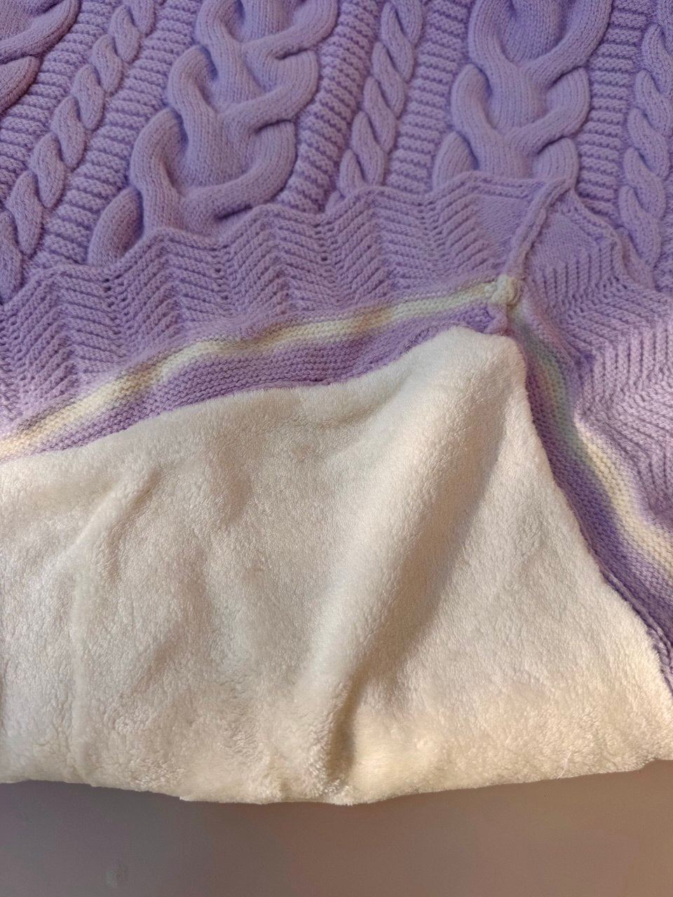 Lila Spanish Design Marino Wool Blanket Fleece Inside