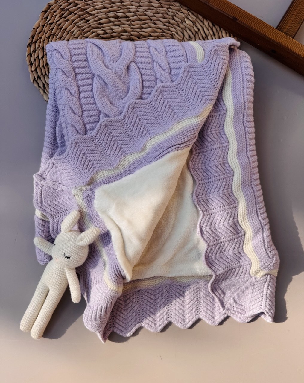 Lila Spanish Design Marino Wool Blanket Fleece Inside