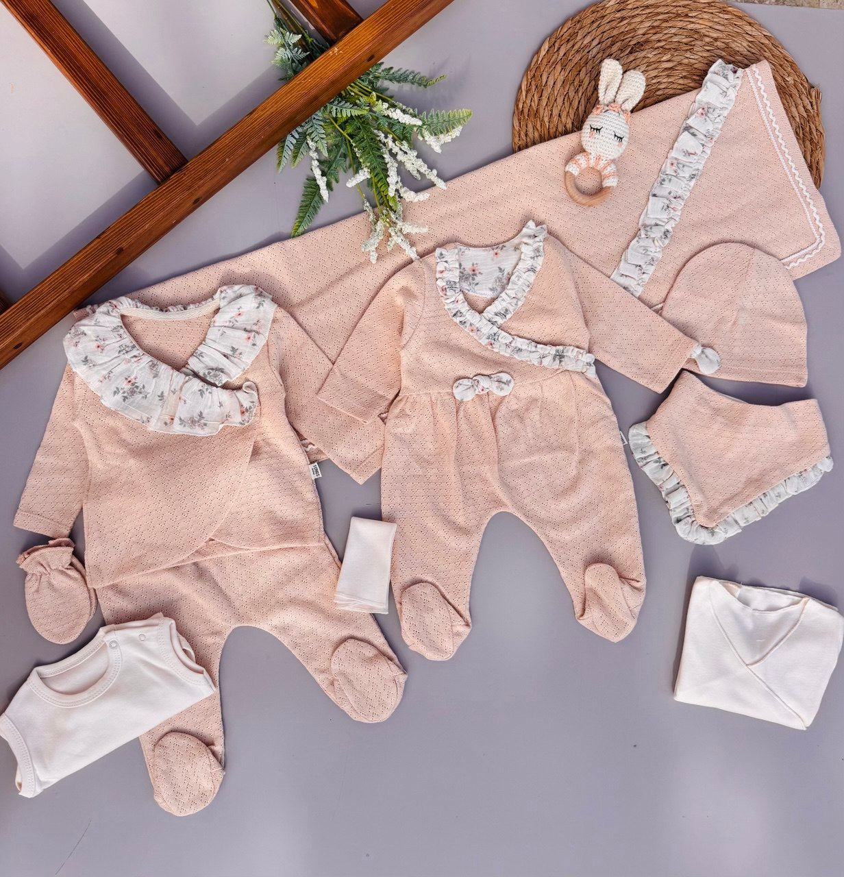 Peach Color Flowers Hospital Set 10 Pcs