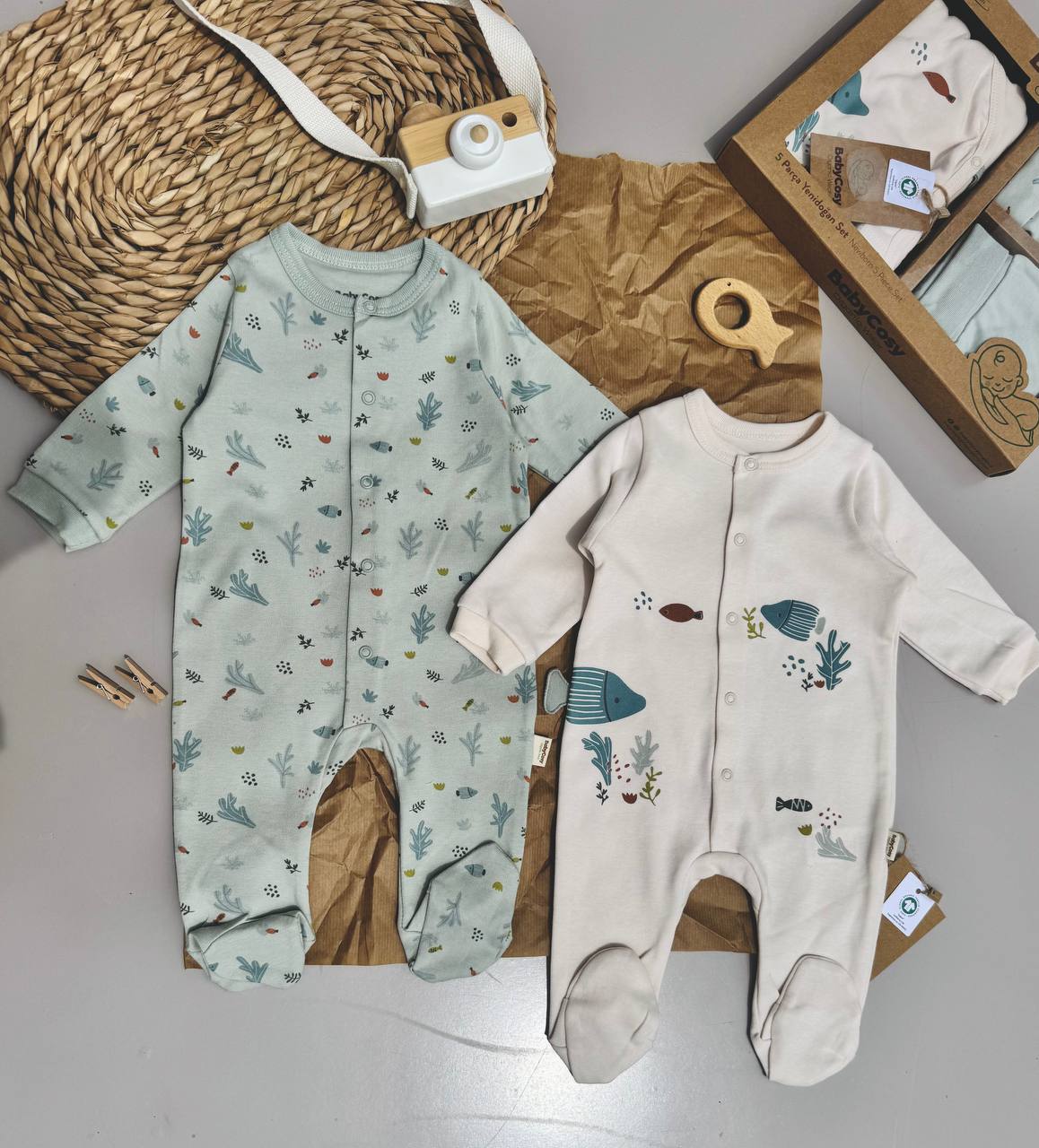 Green Fishes 2 organic Cotton Overalls ( GOTS certified )
