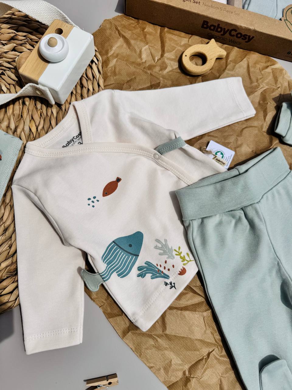 Green Fishes Set 5 Pcs GOTS Certified