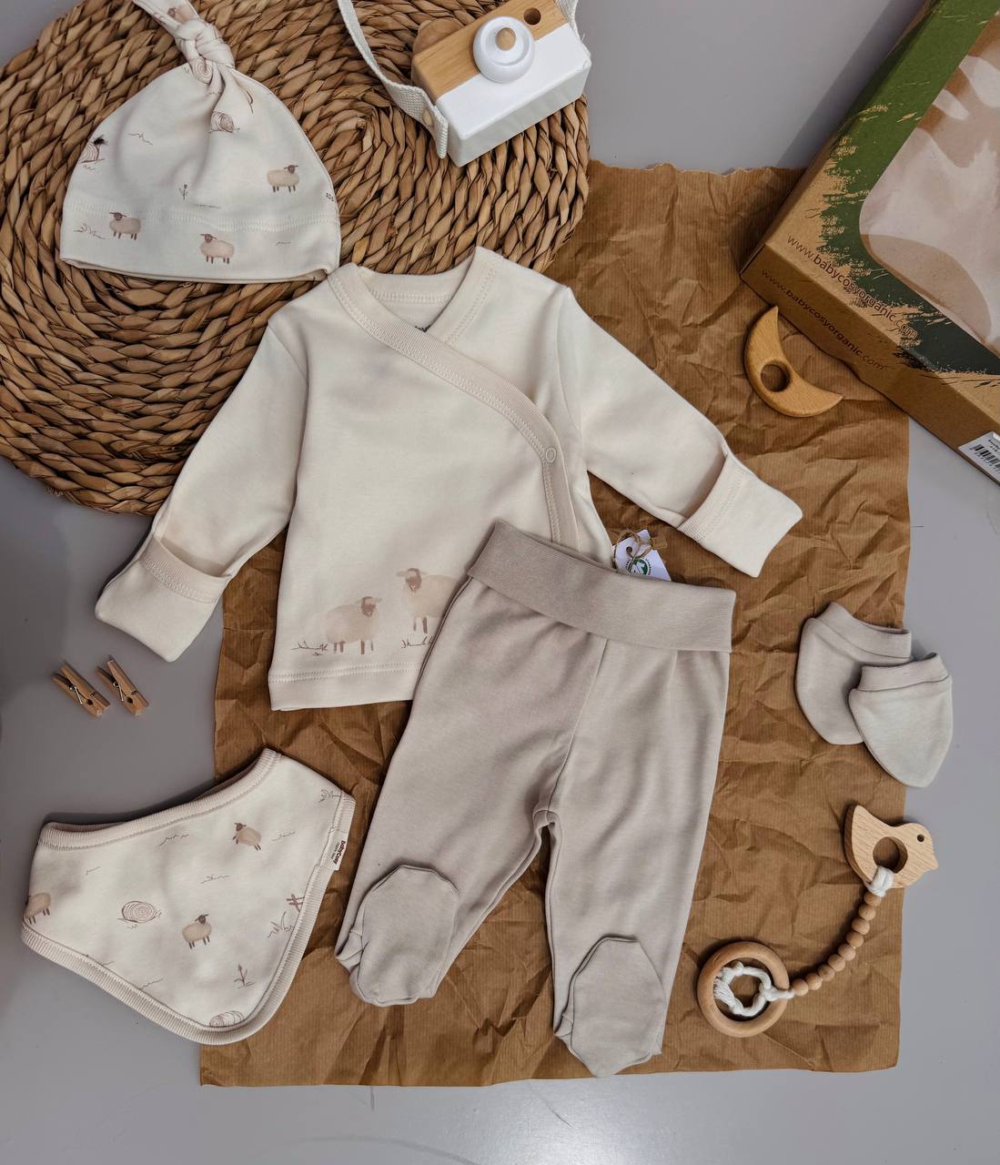 Beige Sheep Organic Cotton Set 5 PCS ( GOTS Certified )