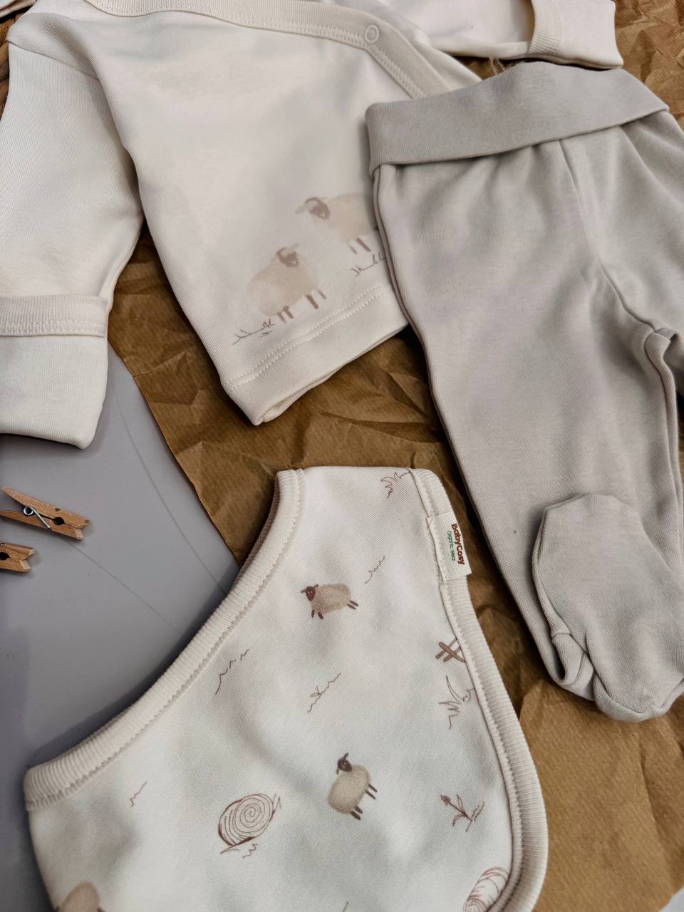 Beige Sheep Organic Cotton Set 5 PCS ( GOTS Certified )