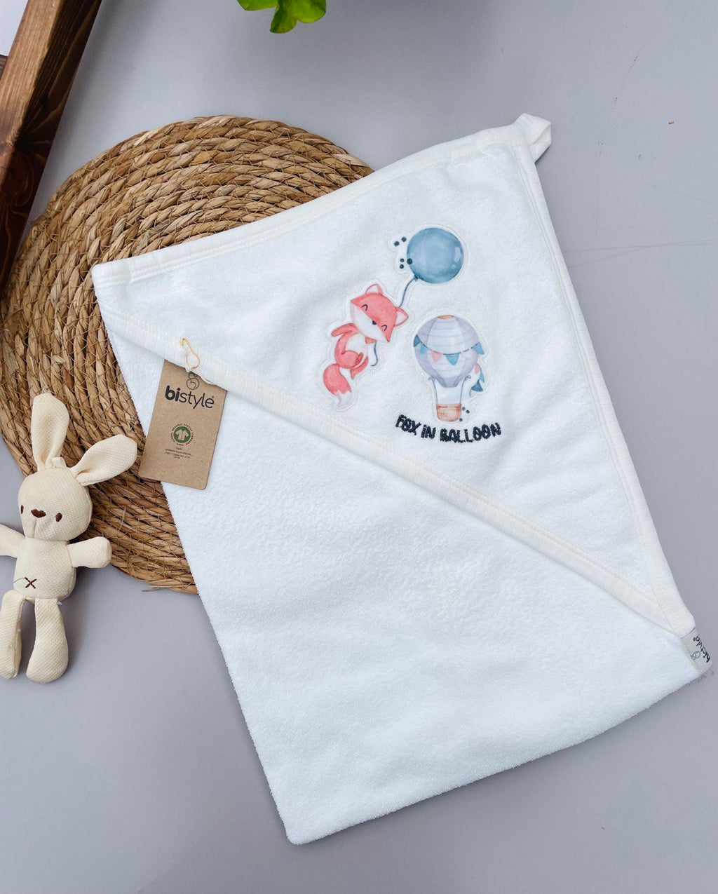 Fox In Balloon Organic Bath Towel