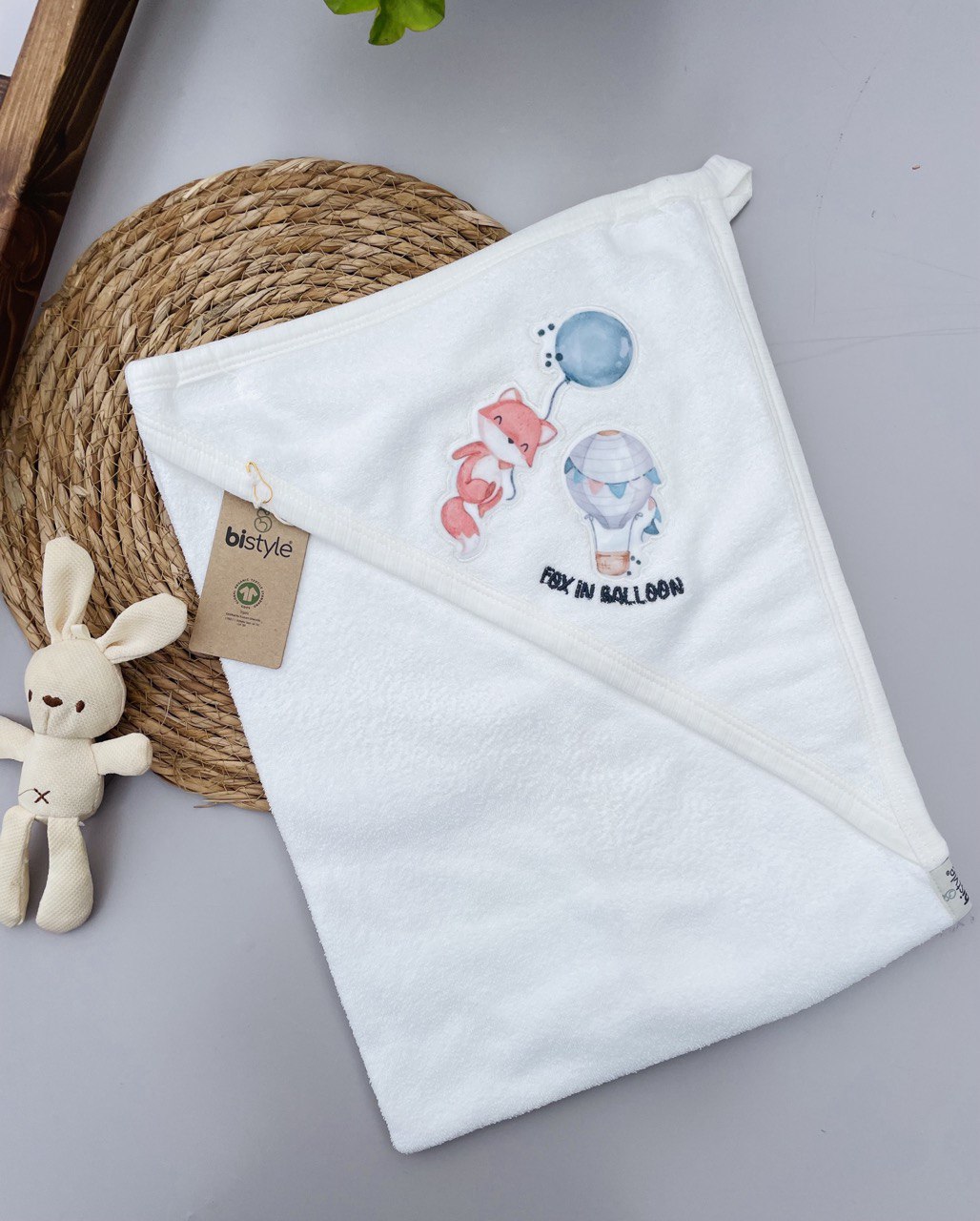 Fox In Balloon Organic Bath Towel