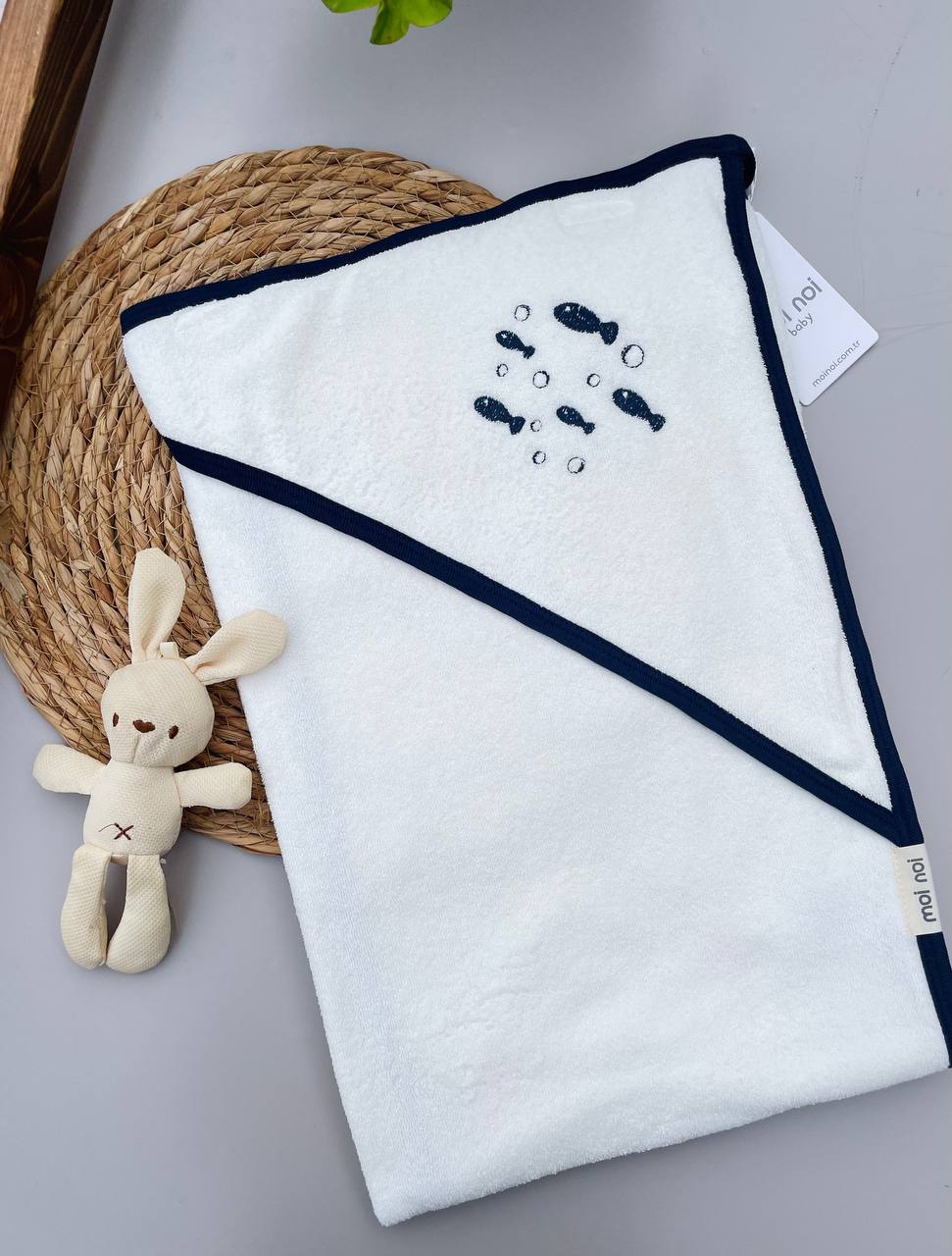 Navy Blue Fish Bath Towels