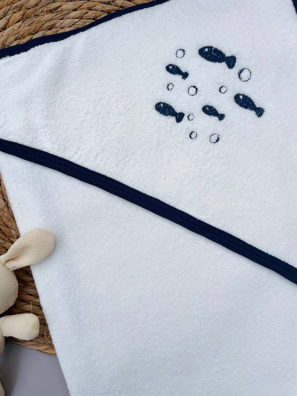 Navy Blue Fish Bath Towels