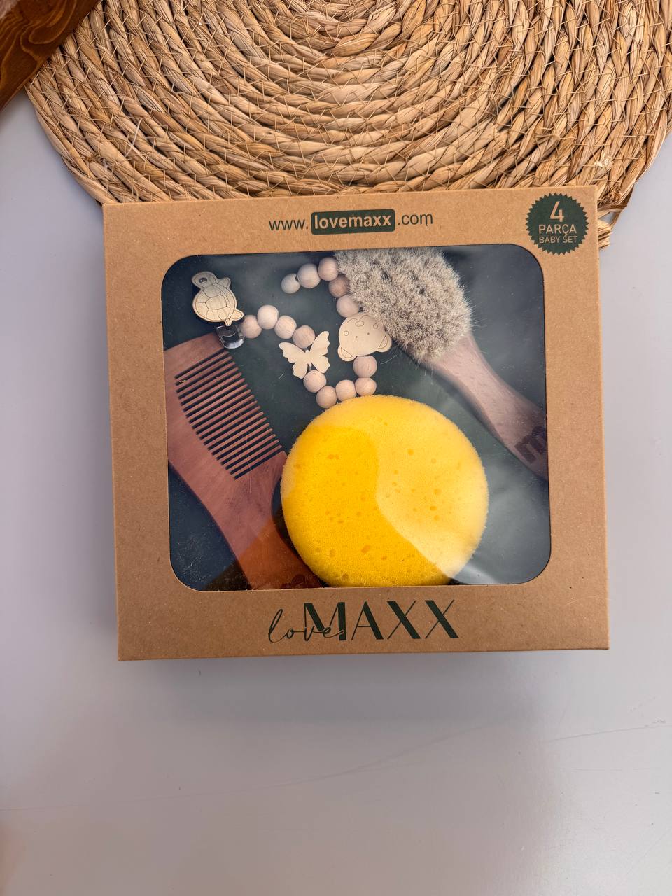 LOVEMAXX Pacifier Holder, Comb, Brush, and Sponge Set