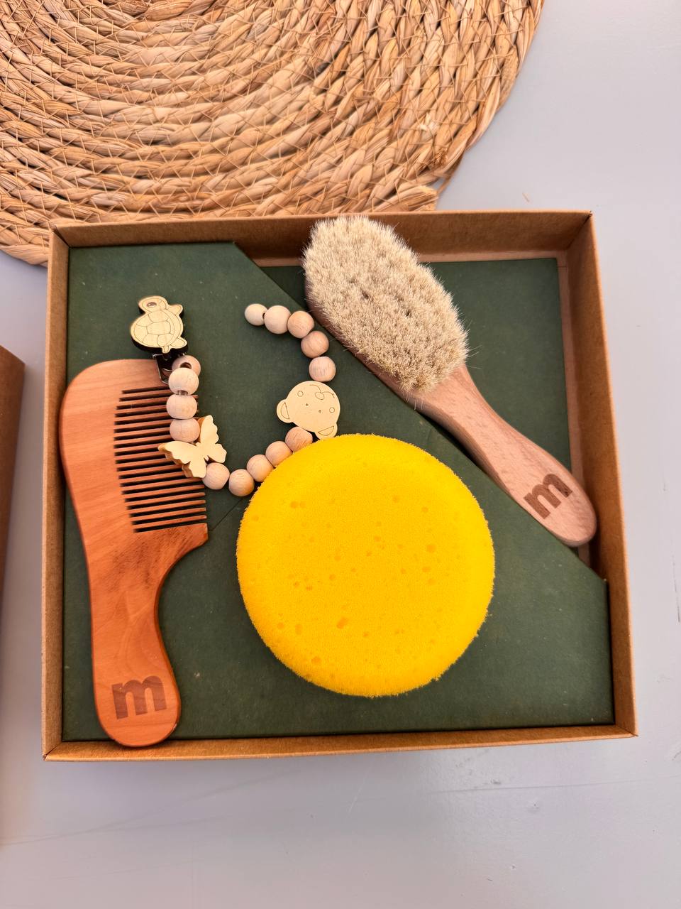 LOVEMAXX Pacifier Holder, Comb, Brush, and Sponge Set