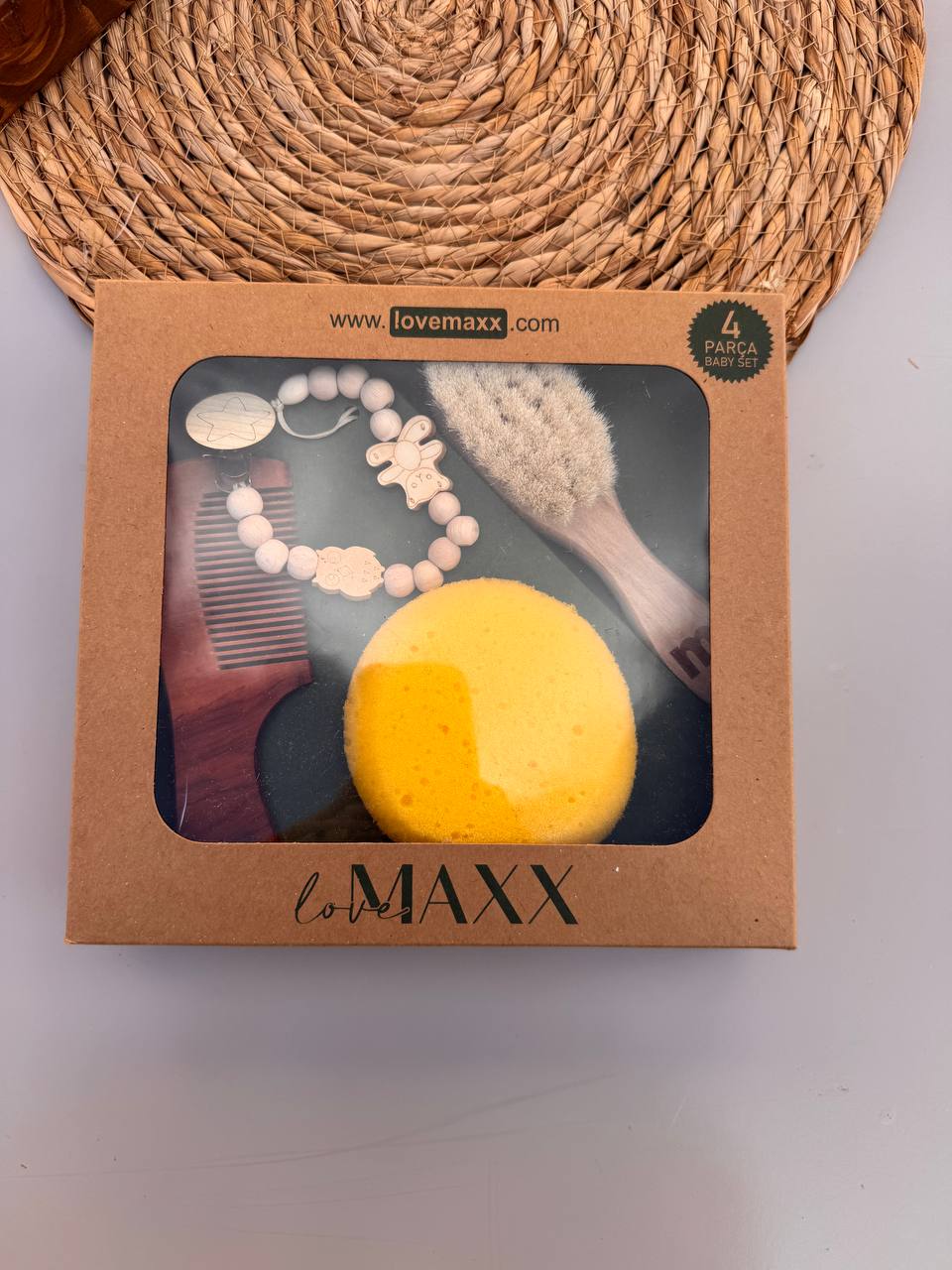 LOVEMAXX Pacifier Holder, Comb, Brush, and Sponge Set