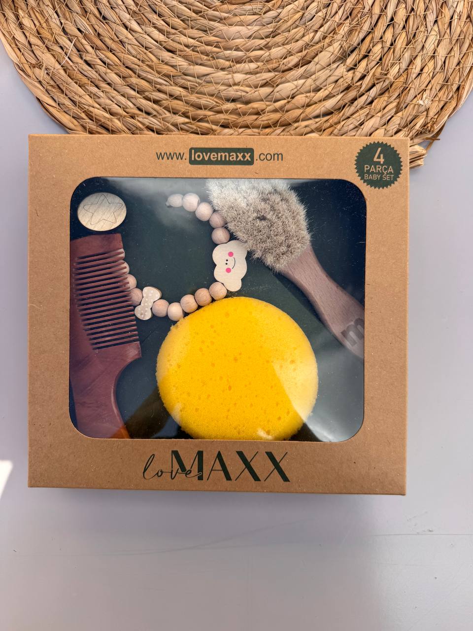 LOVEMAXX Pacifier Holder, Comb, Brush, and Sponge Set