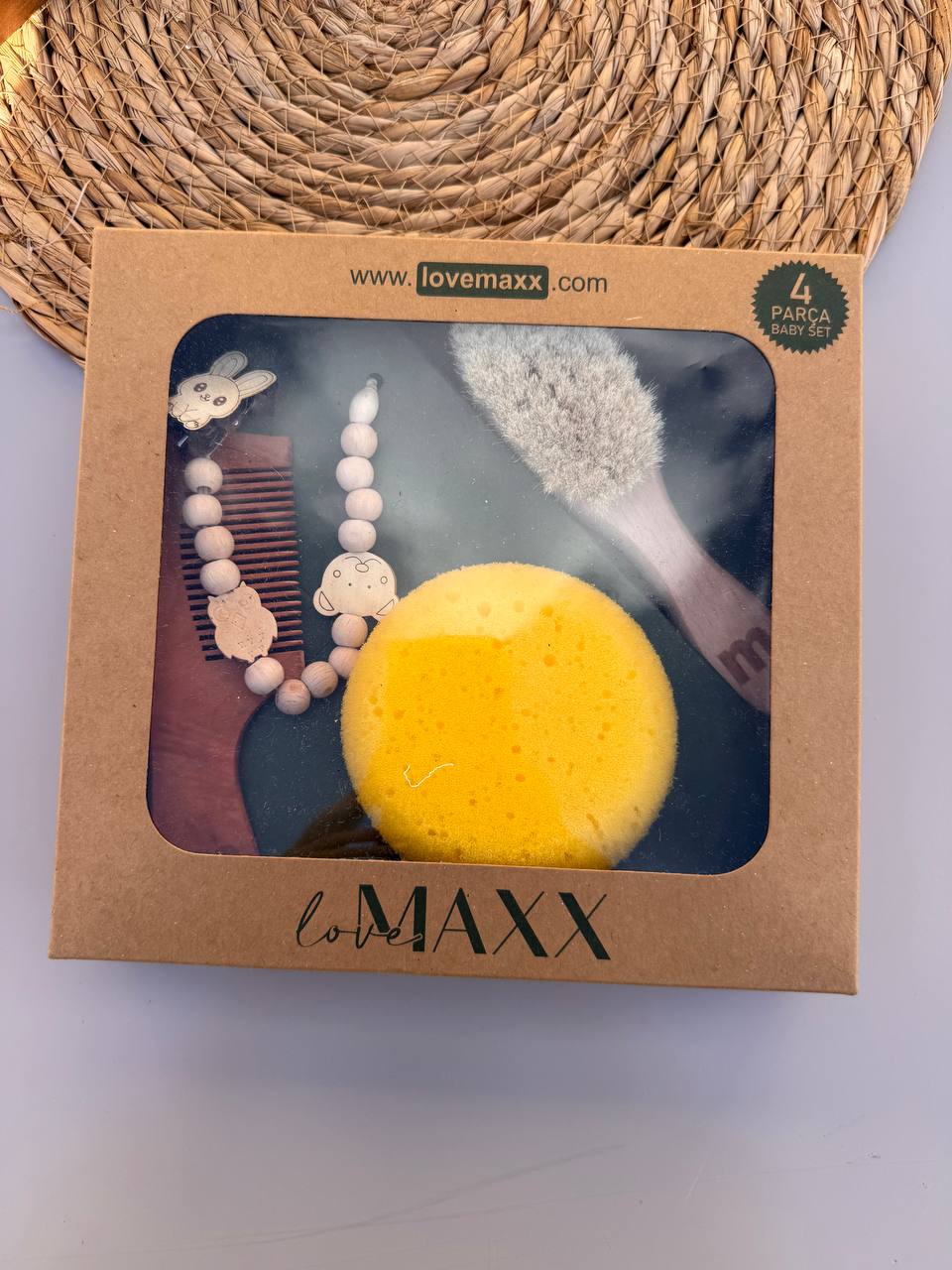 LOVEMAXX Pacifier Holder, Comb, Brush, and Sponge Set