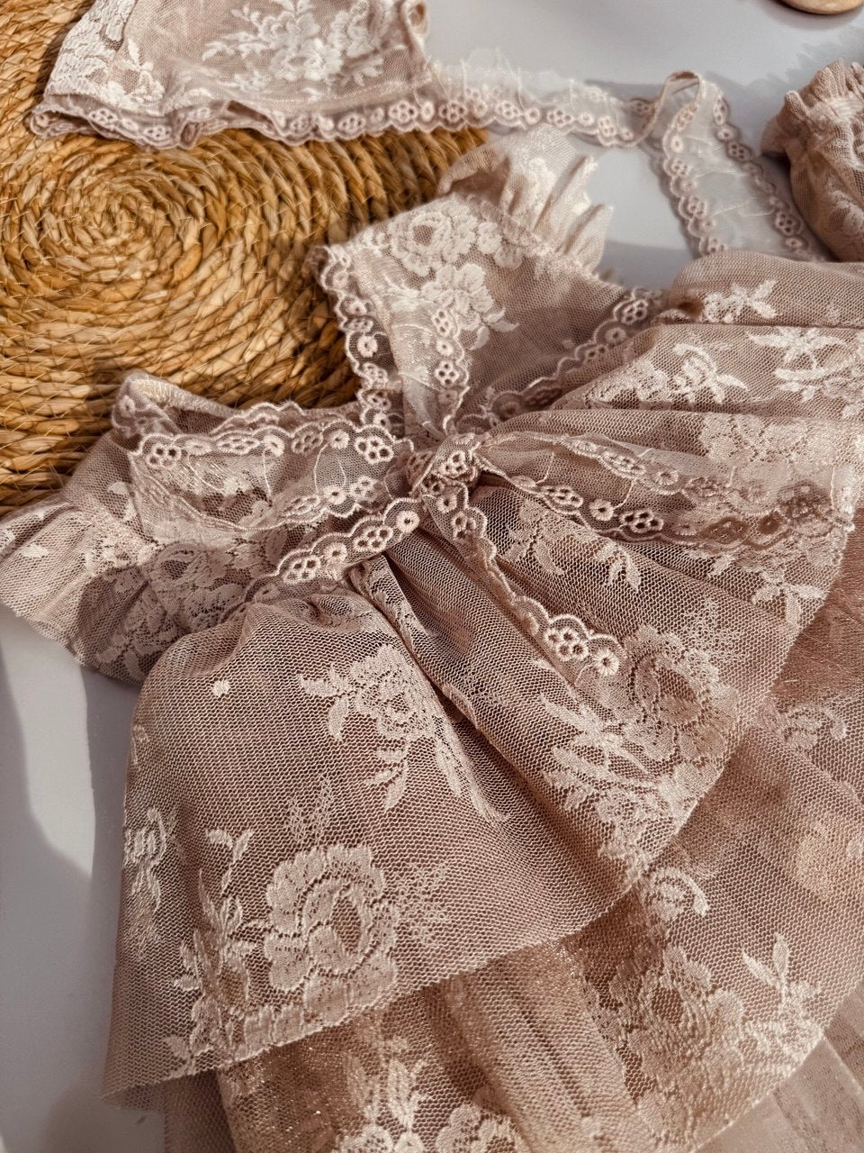 Brown Dentelle Princess Dress 3 Pcs