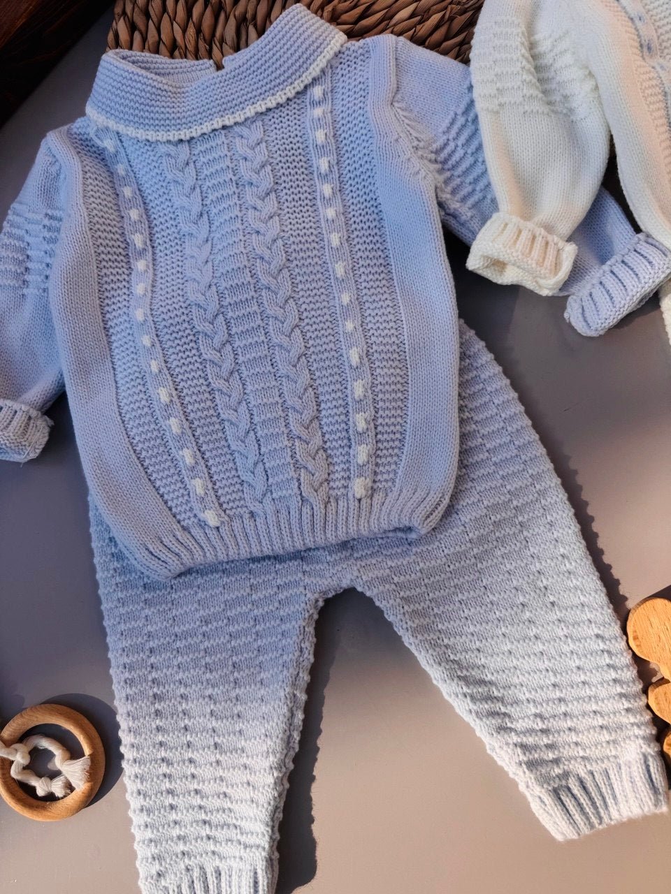 Blue / Off-White Wool Set 2 Pcs - Bambino land