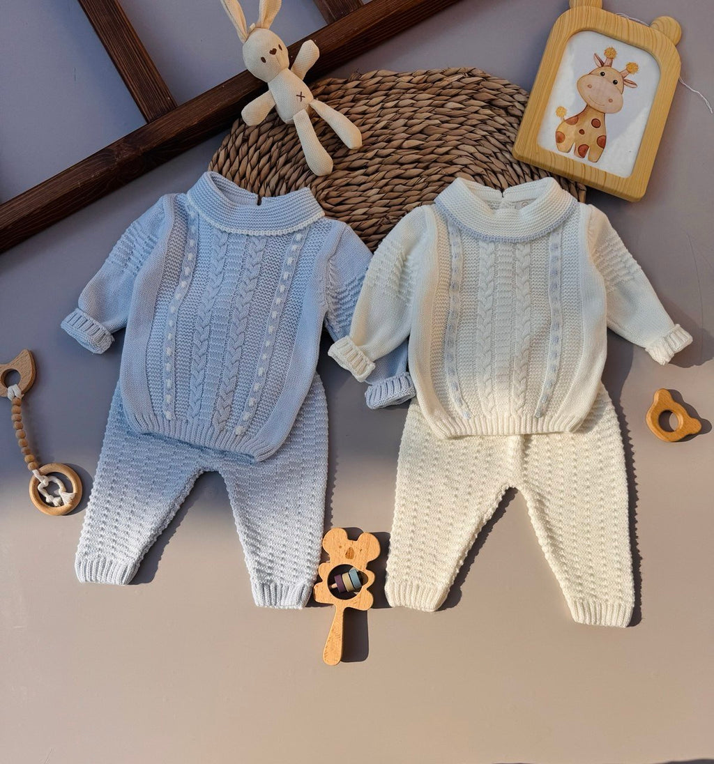 Blue / Off-White Wool Set 2 Pcs - Bambino land
