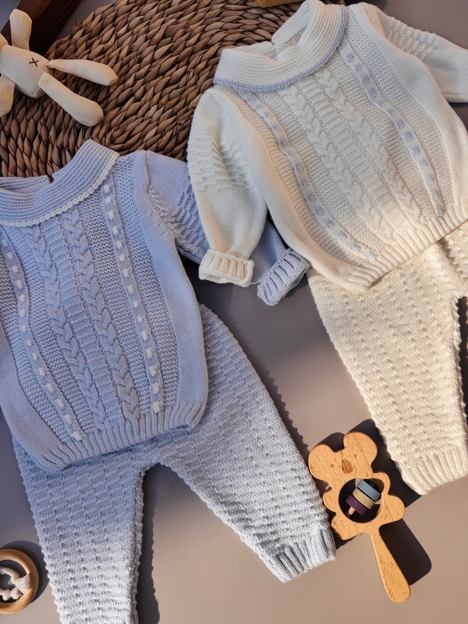 Blue / Off-White Wool Set 2 Pcs - Bambino land