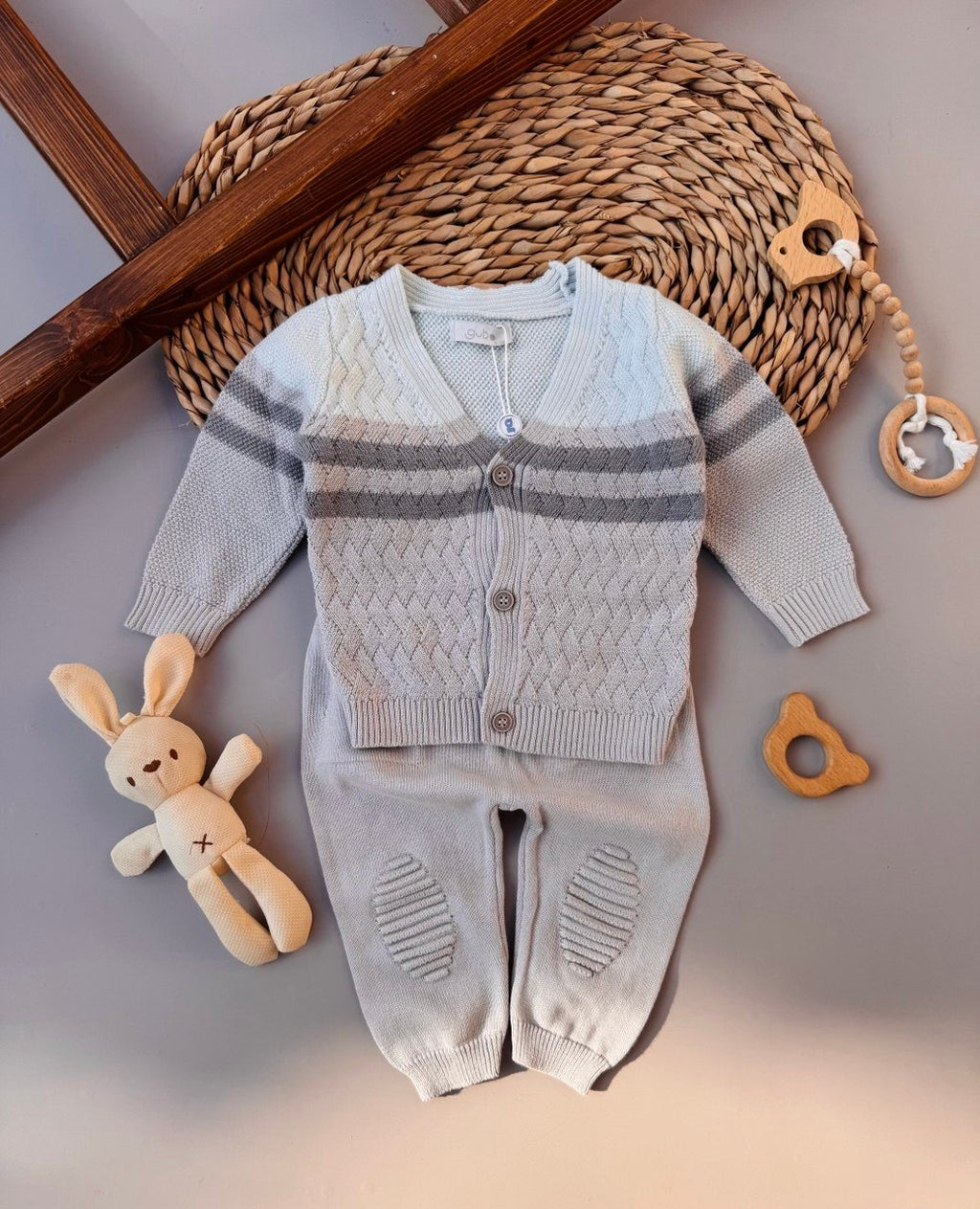 Blue And Grey Tricot Set 2 Pcs - Bambino land