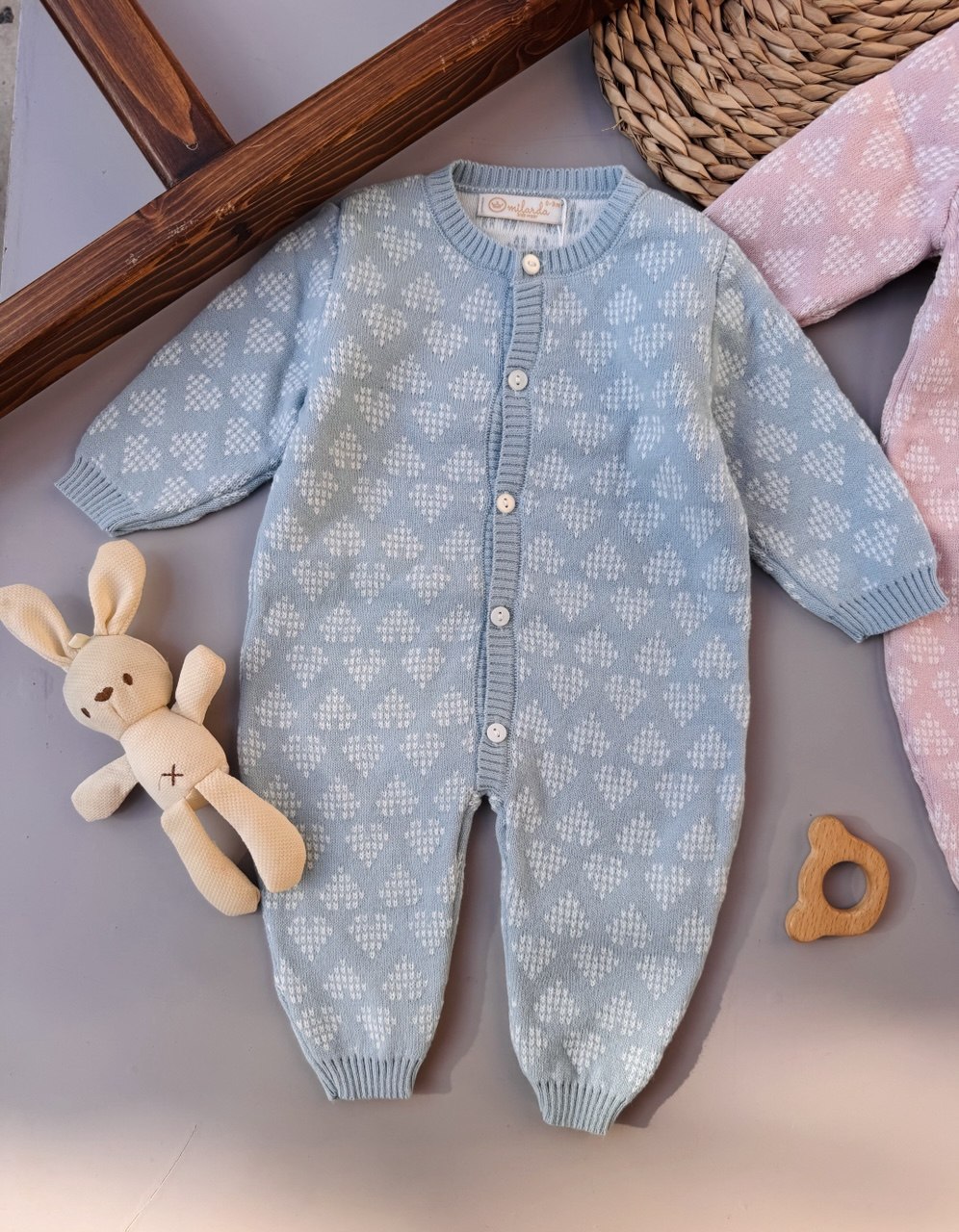 Blue / Pink Soft Wool Overall