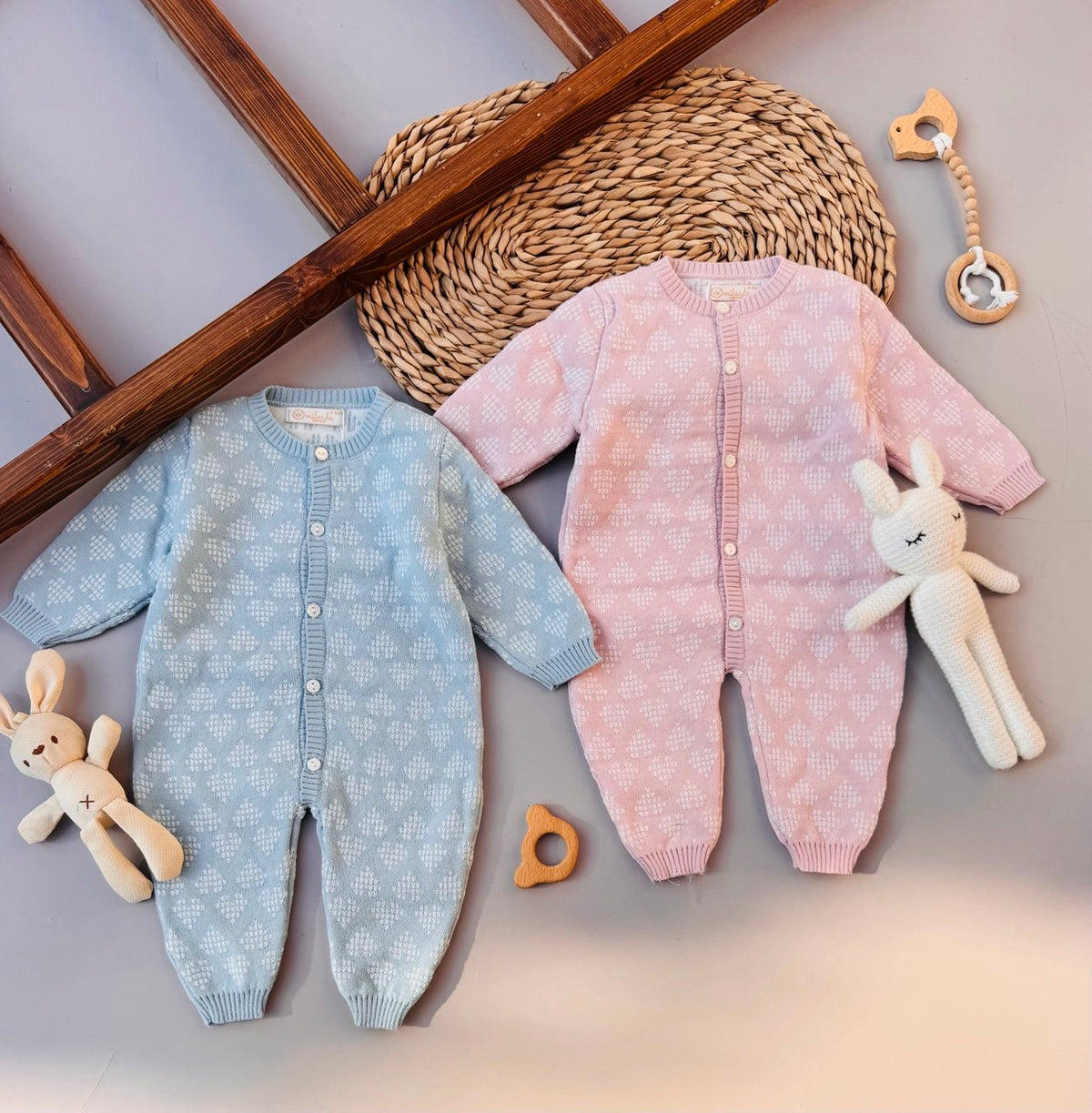Blue / Pink Soft Wool Overall