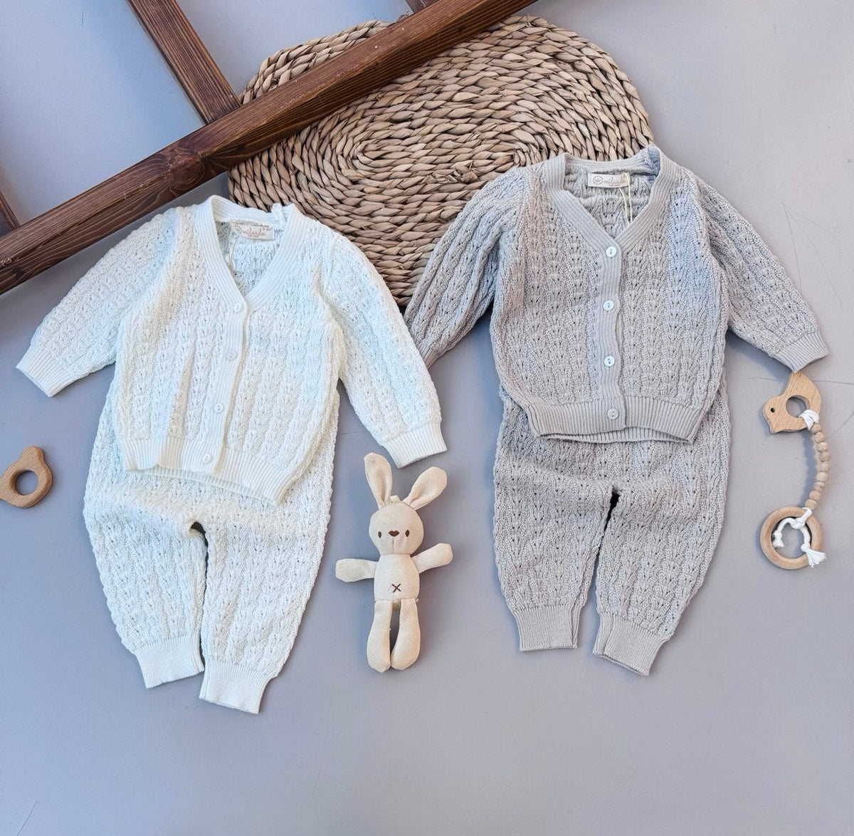 Off-White / Greige Crochet Set 2 Pcs - Bambino land