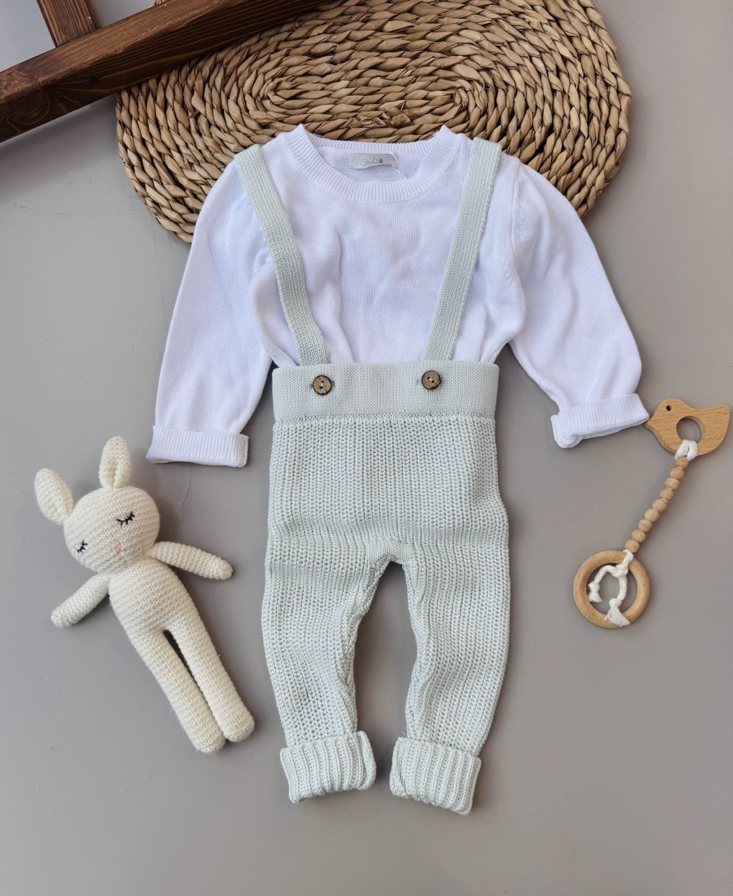 Mint Green Baby Salopette 2 Pcs - Bambino land