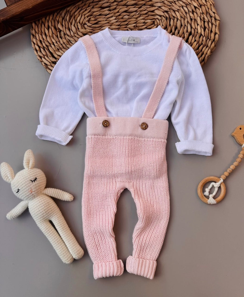 Baby Pink Baby Salopette 2 Pcs