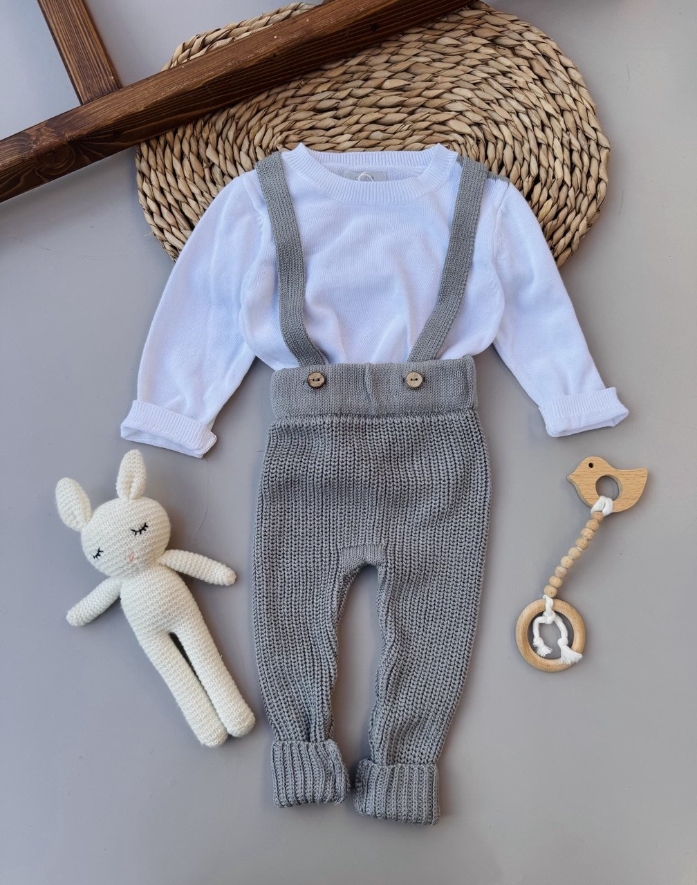 Grey Baby Salopette 2 Pcs - Bambino land