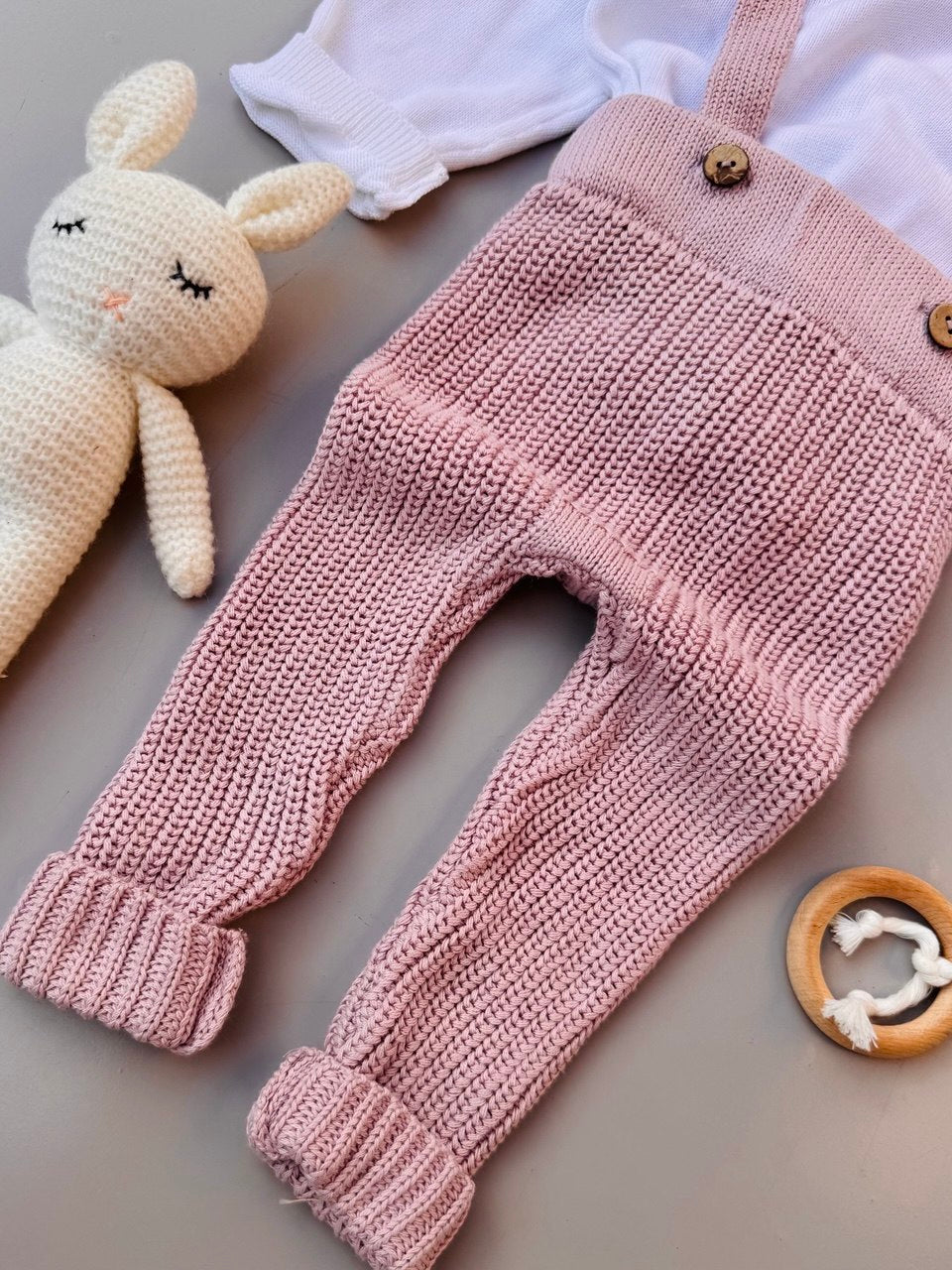 Dusty Pink Baby Salopette 2 Pcs