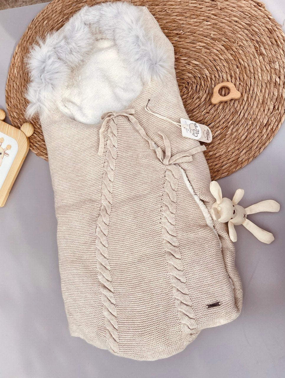 Beige Wool Cache Bebe Fleece Inside