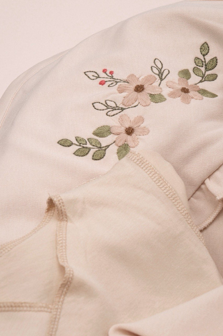 Cream Flowers  Cotton Hospital Set 10 Pcs