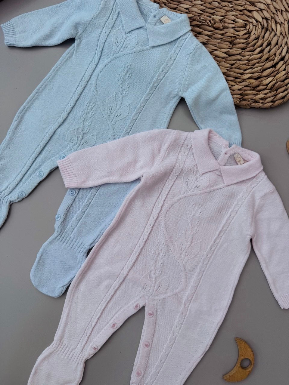Blue / Pink Soft Knit Cotton Overall