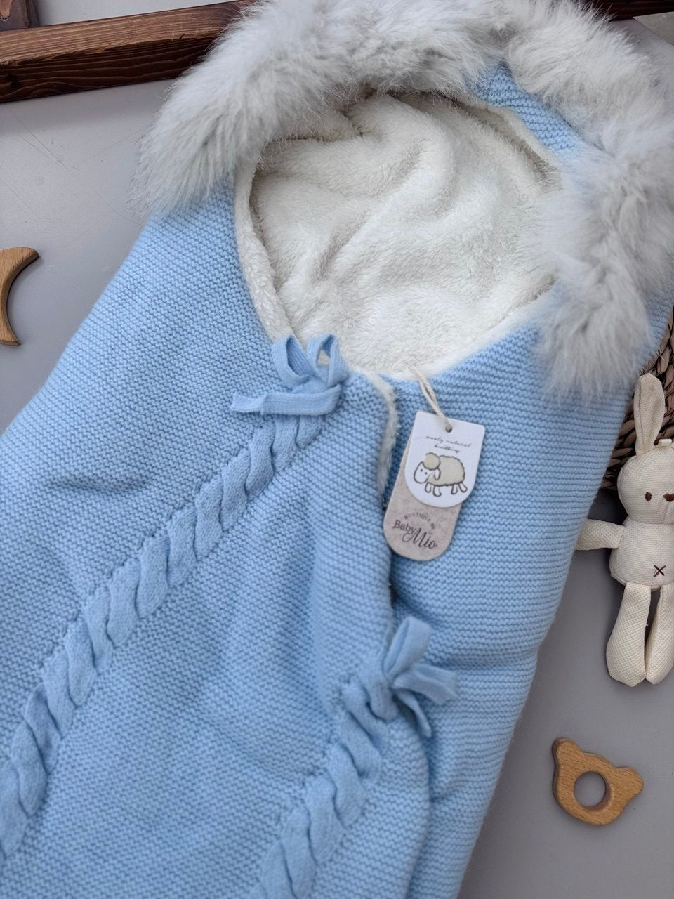 Blue Wool Cache Bebe Fleece Inside
