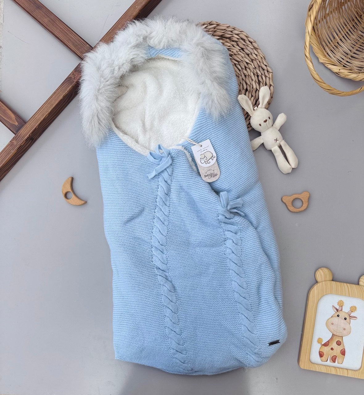 Blue Wool Cache Bebe Fleece Inside