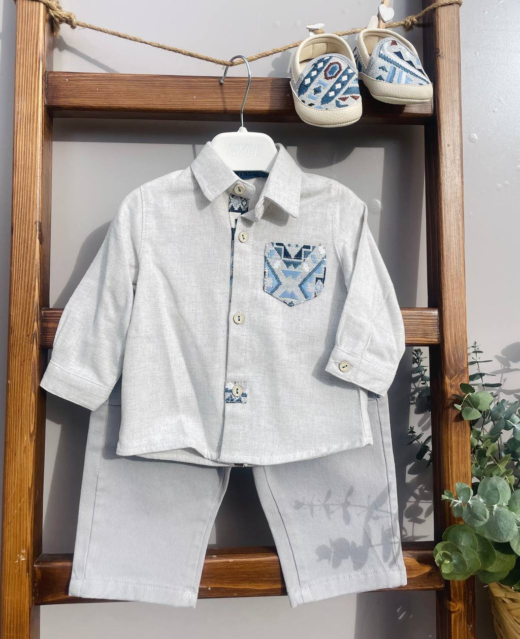 Baby Boy Premium Leather Embroidered Set – Blue