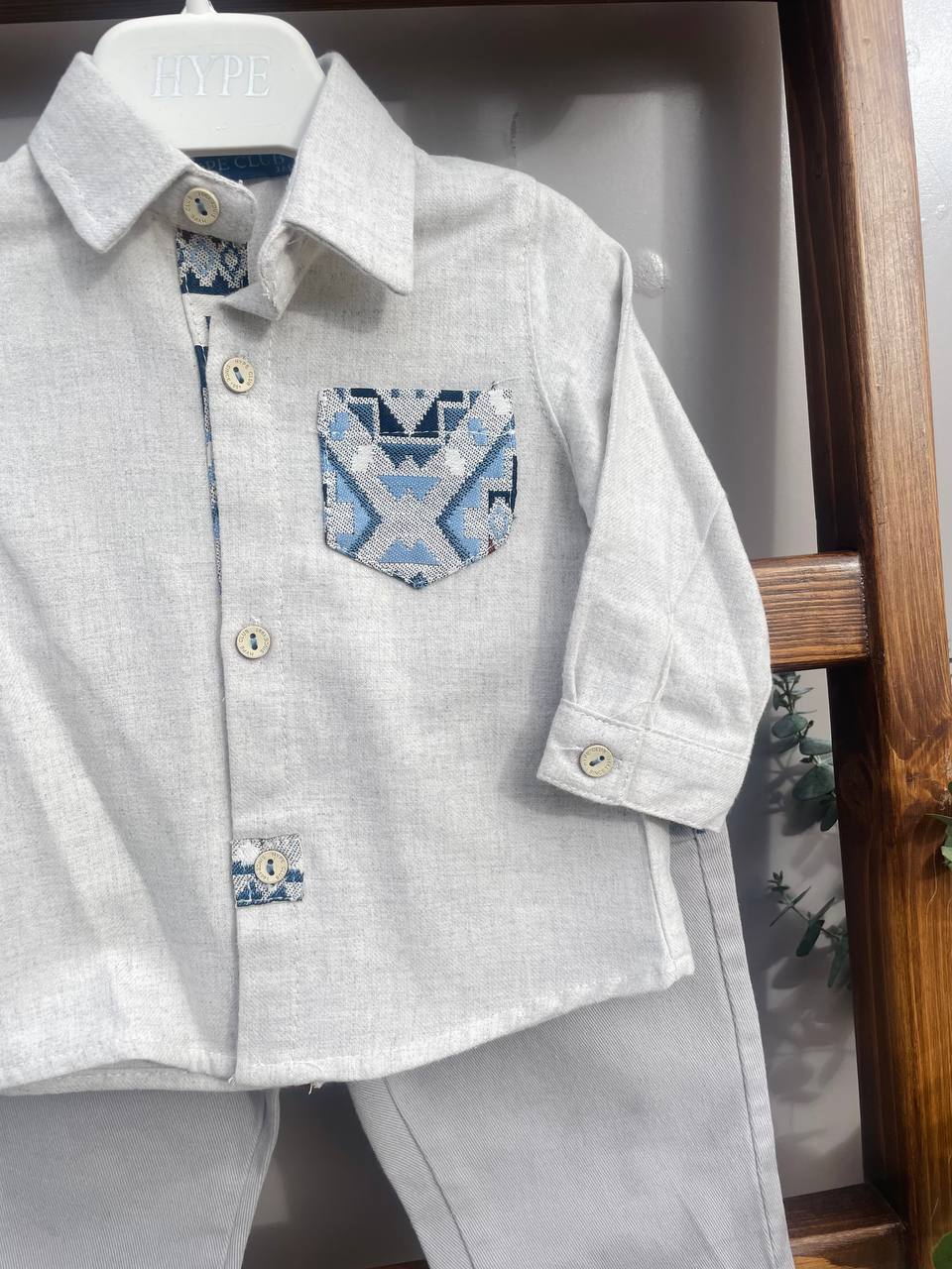 Baby Boy Premium Leather Embroidered Set – Blue