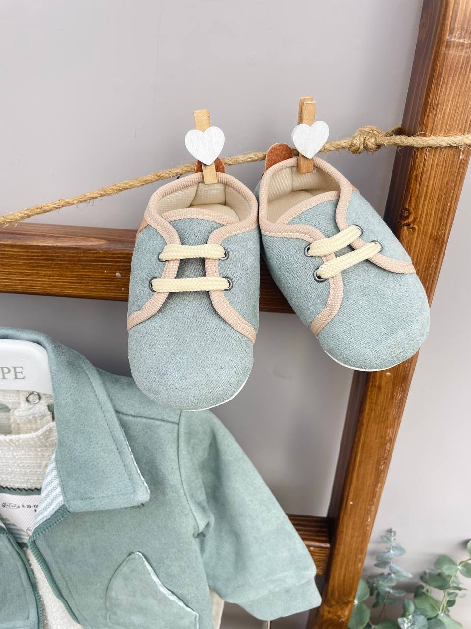 Baby Boy Soft Chamois Jacket Ensemble – Mint