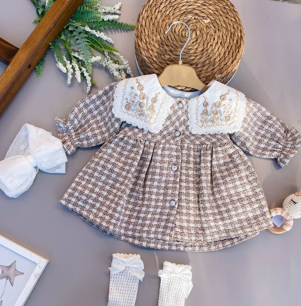 Beige And White Vintage Dress