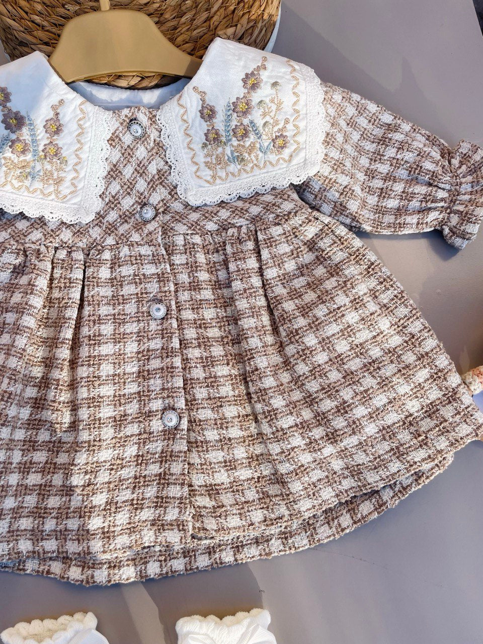 Beige And White Vintage Dress