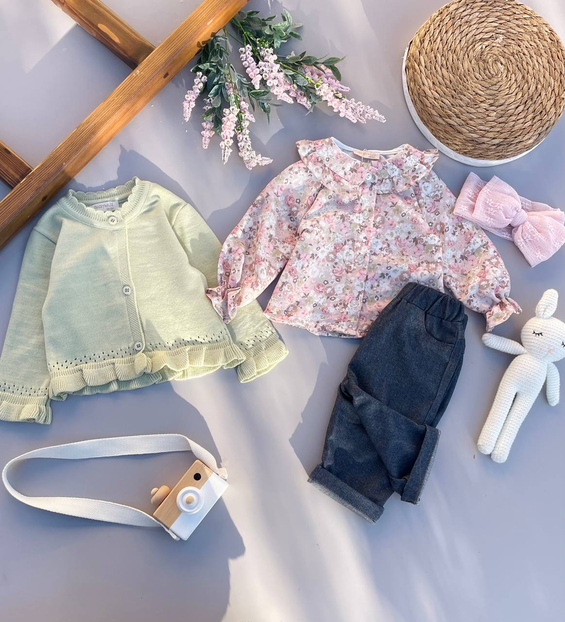 Green Flowers Set 3 pcs