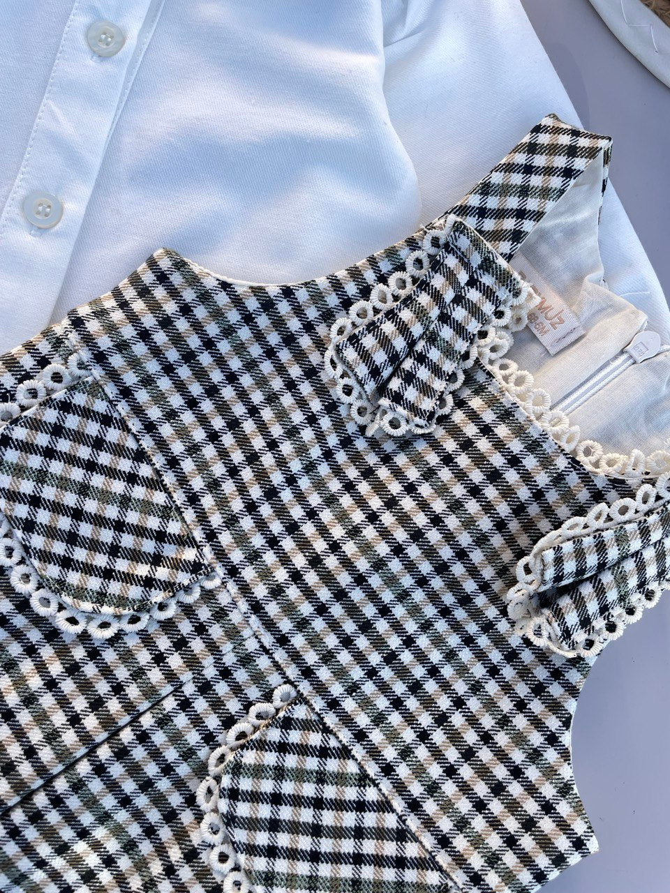 Black And White Pinafore & Blouse Set