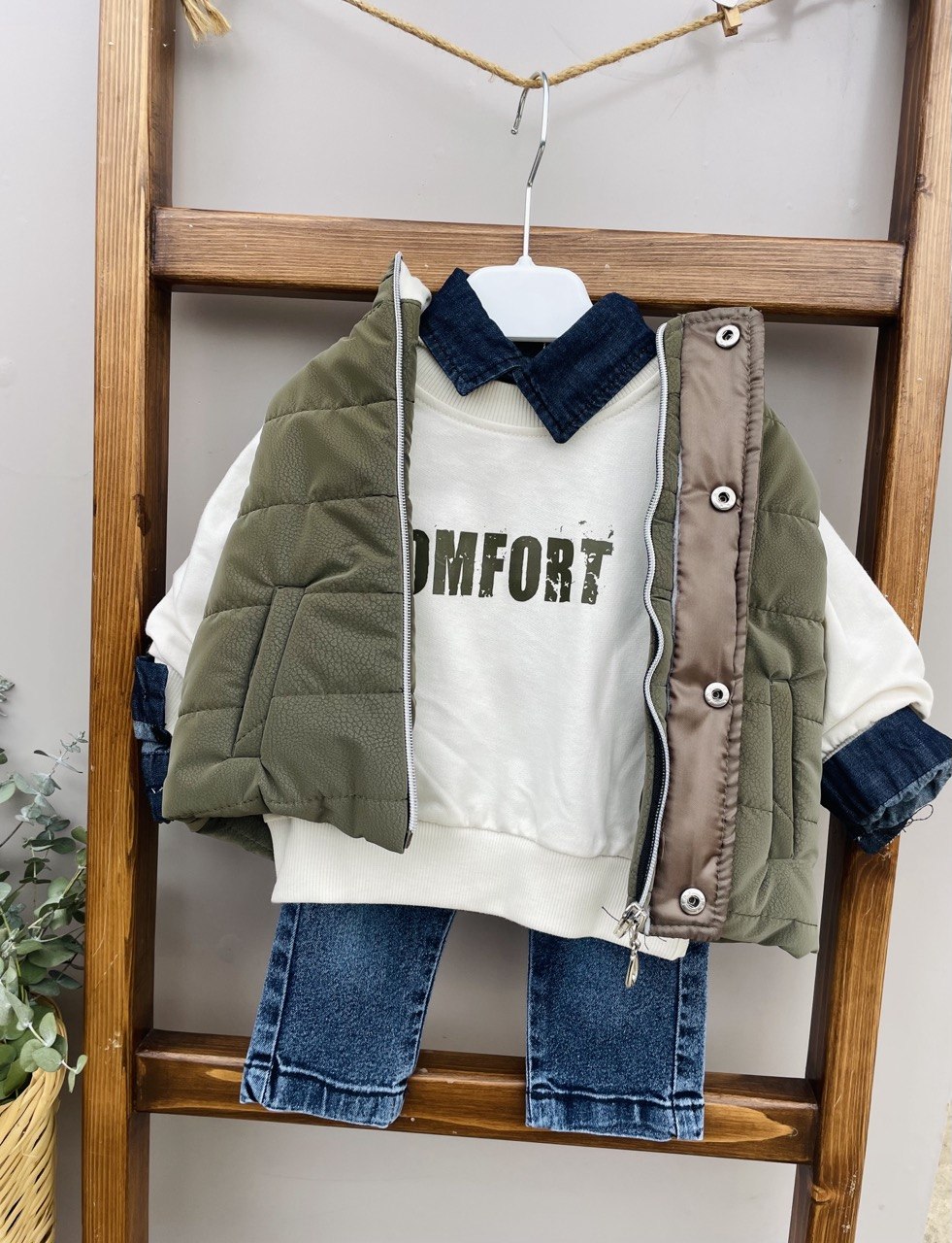 Jeans And Olive 4 Pcs Boys Set